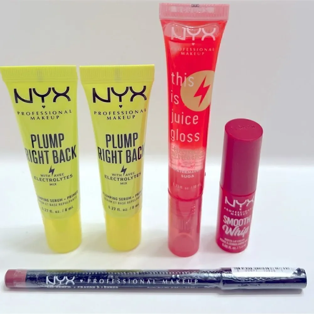 NYX Plump Right Back Primer & Serum and Lip Bundle, New